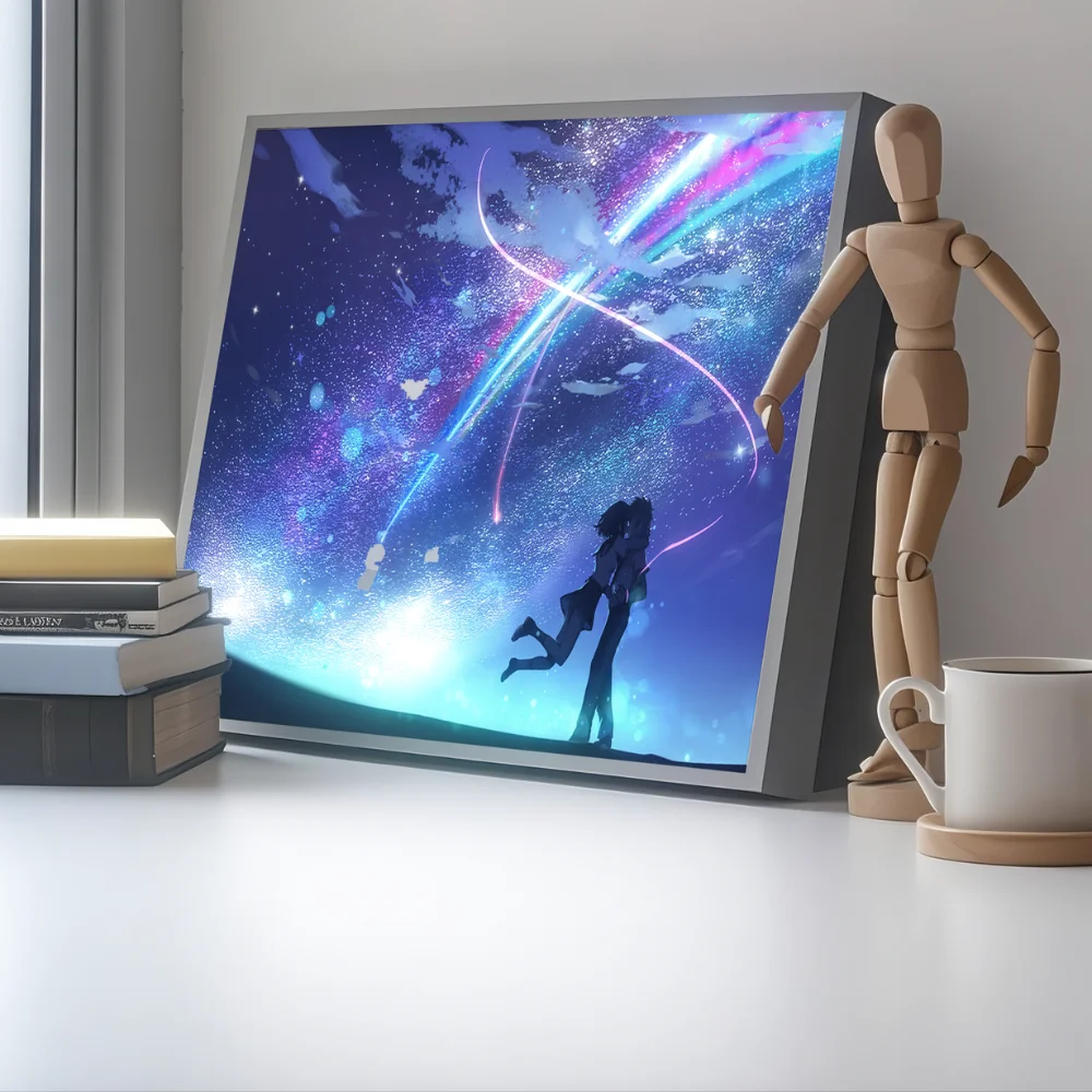 لوحة فنية جدارية متوهجة باسمك - ضوء ليلي LED ثلاثي الأبعاد لديكور غرفة النوم، هدية Kimi no Na wa Lampara de Noche #1
