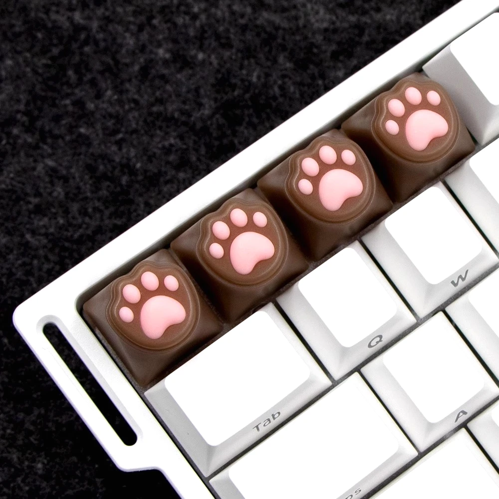 

Cat Claw PC Silicone Keycaps 4 Replacement Keychains Cute Keycaps Compatible with MX Switch Wooting Mechanical Keyboard