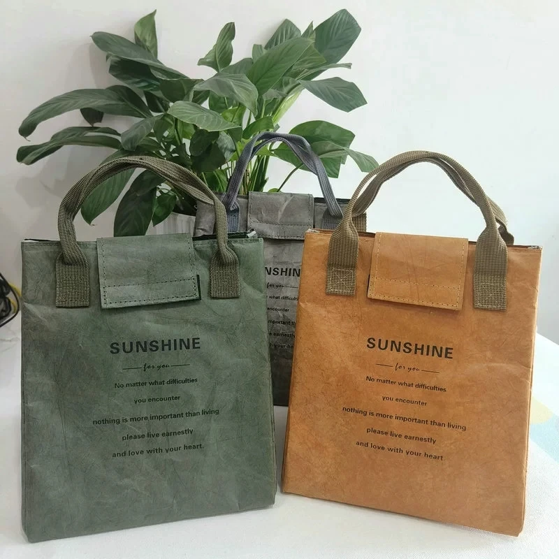 Lunch Box Insulation Bag, Large Capacity DuPont Paper Takeaway Portable Lunch Box Bag, Office Worker Aluminum Foil Lunch Handbag