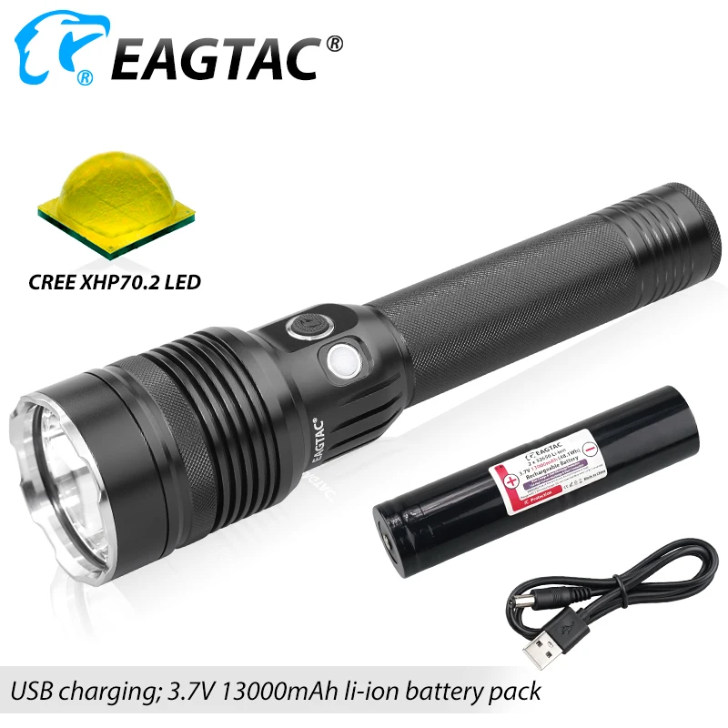 

EAGTAC MX30L2R XHP70.2 Светодиодный 4500 люмен с длинным ходом 536 ярдов 492 метра USB перезаряжаемый фонарик LEO Полицейский фонарь