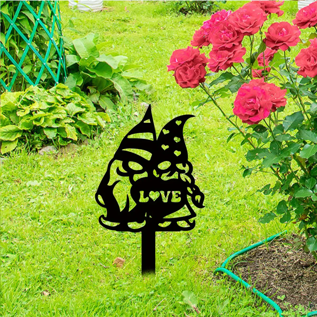 Enchanting Metal Yard Lover Sign: Magical Lawn Gnome Yard Sign with Stakes. A Graceful Garden Decor. A Graceful Lawn Badge