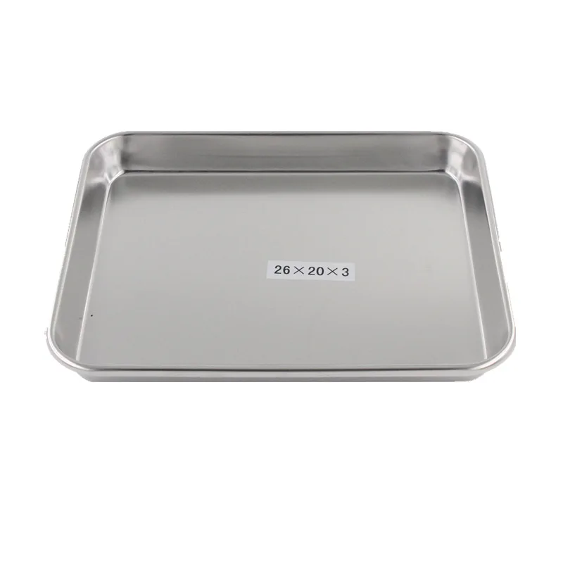 Stainless Steel Deepened Tray Towel Dish Hotel Commercially Thickened Steam Oven Cover Dish Multi-use Dining Hall Tray