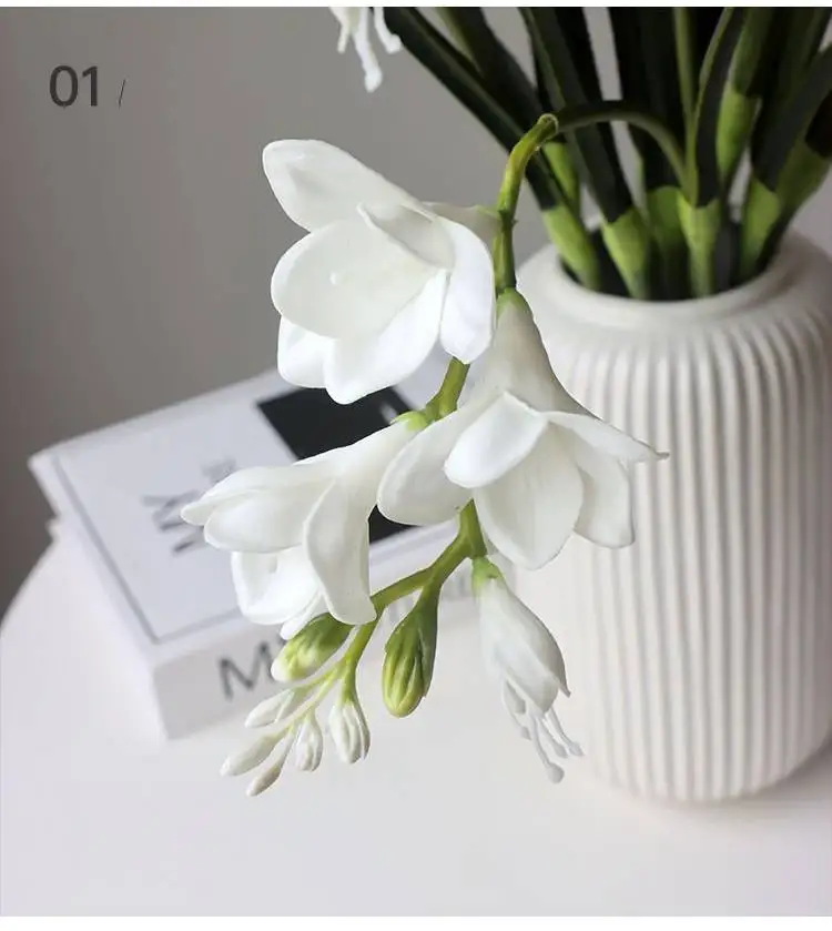 PU Schneeorchidee Künstliche Blumen Hochzeits-Brautstrauß Kunstblumen Freesie Wohnzimmerdekoration Künstliche Blumen Kopfschmuck – Detail 7