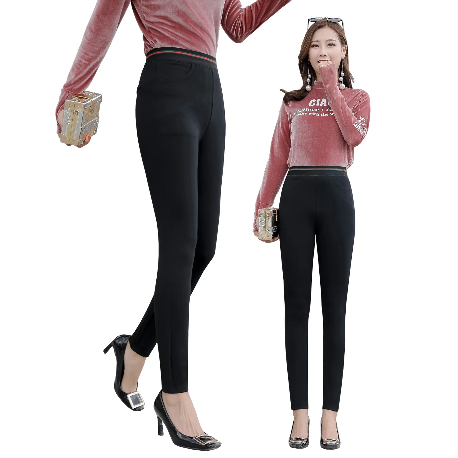 

Black Leggings for Women, Tight-Fitting Skinny Pants, Elastic Slimming Pants for Spring and Autumn, Narrow-Leg Pants