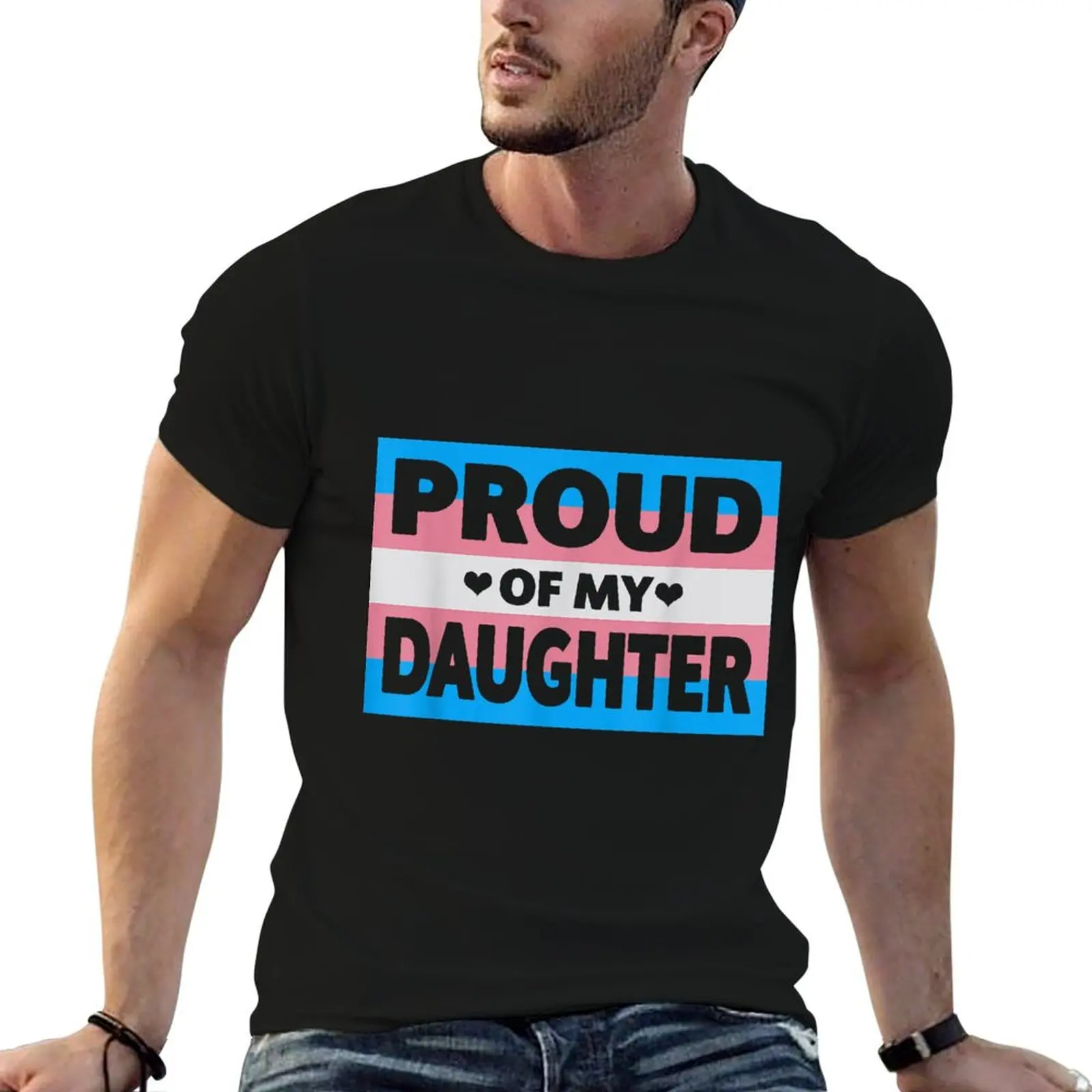 Transgender Pride Proud Of My Daughter Mom & Dad cute heart T-Shirt Cool Feeling Summer Tee Shirt