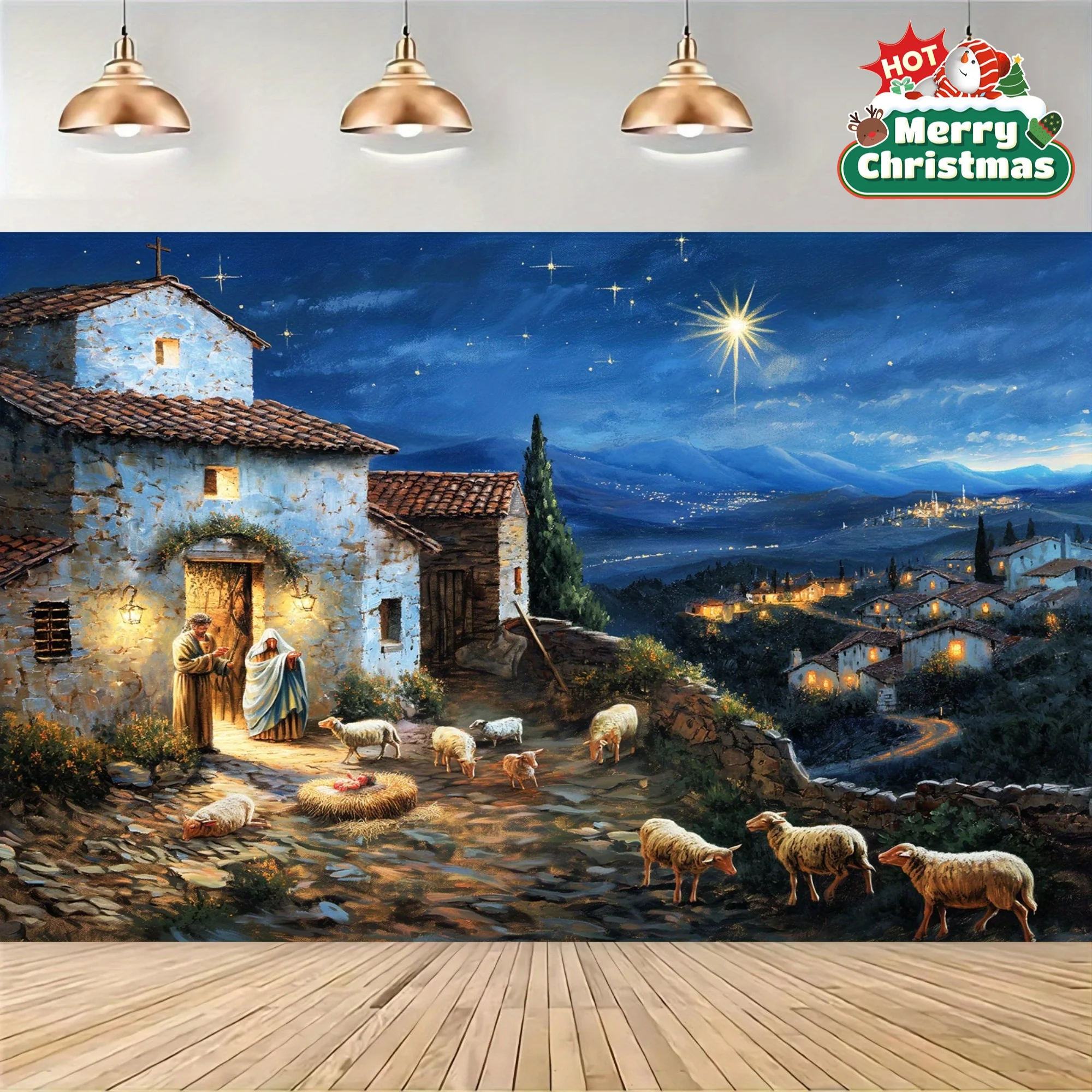 Multifunktionaler Krippe-Hintergrund aus Polyester – perfekt für Weihnachten, Hochzeiten und mehr – Innen-/Außendekoration