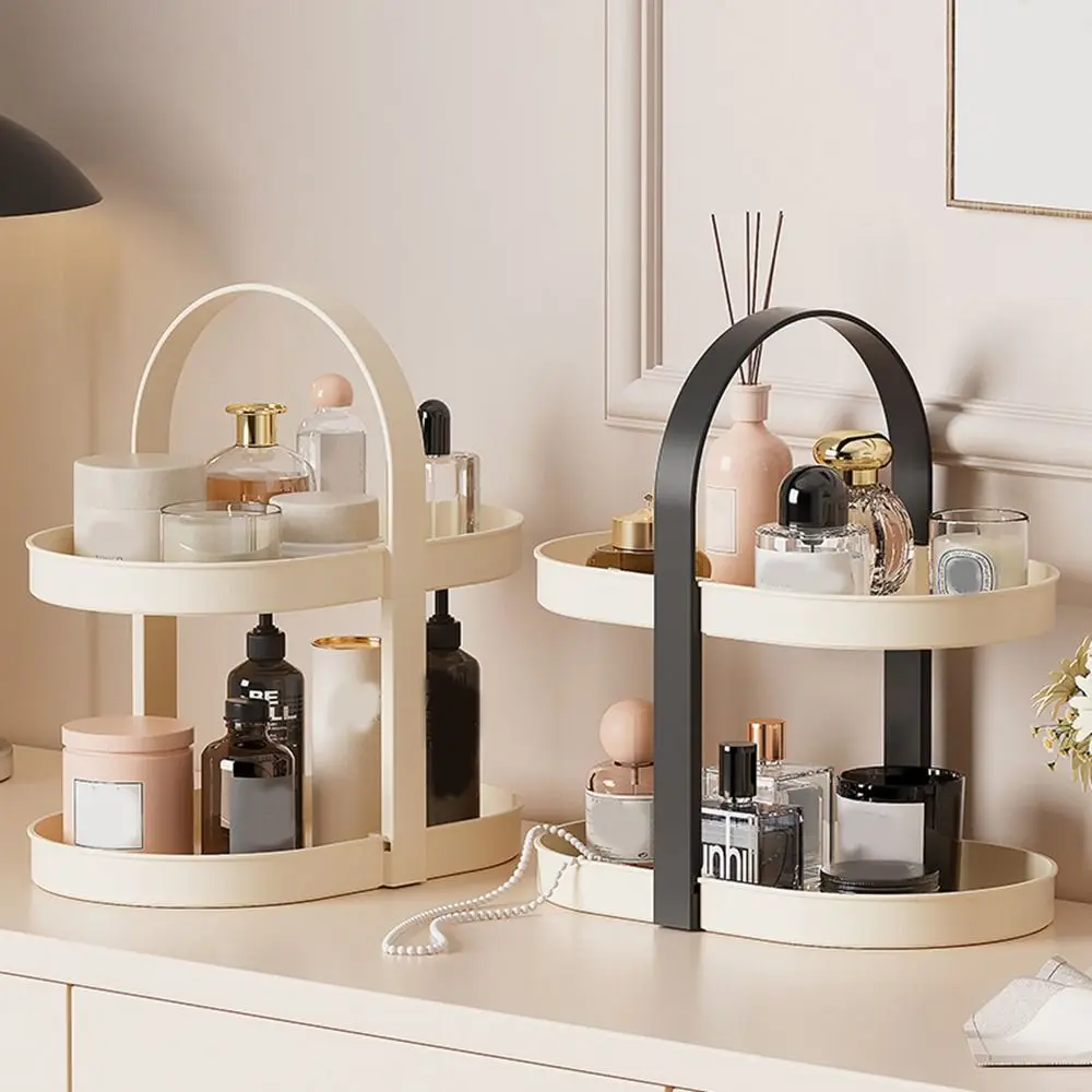 

Large Capacity 2 layers Handheld Storage Rack Waterproof Plastic Cosmetics Storage Tray Removable Sundries Storage Rack