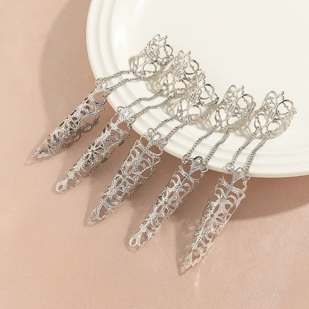 Jewelry Accessories Finger-cot Bracelet Korean Style Crystal Nail Rings with Bracelet Antique Style Hand Rings Knuckle Rings