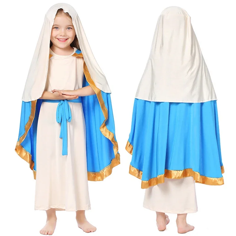 Cosplay mãe sagrada trajes para crianças deusa athena vestido meninas maria saia rainha roupas medievais dia das crianças palco par # 1 # W