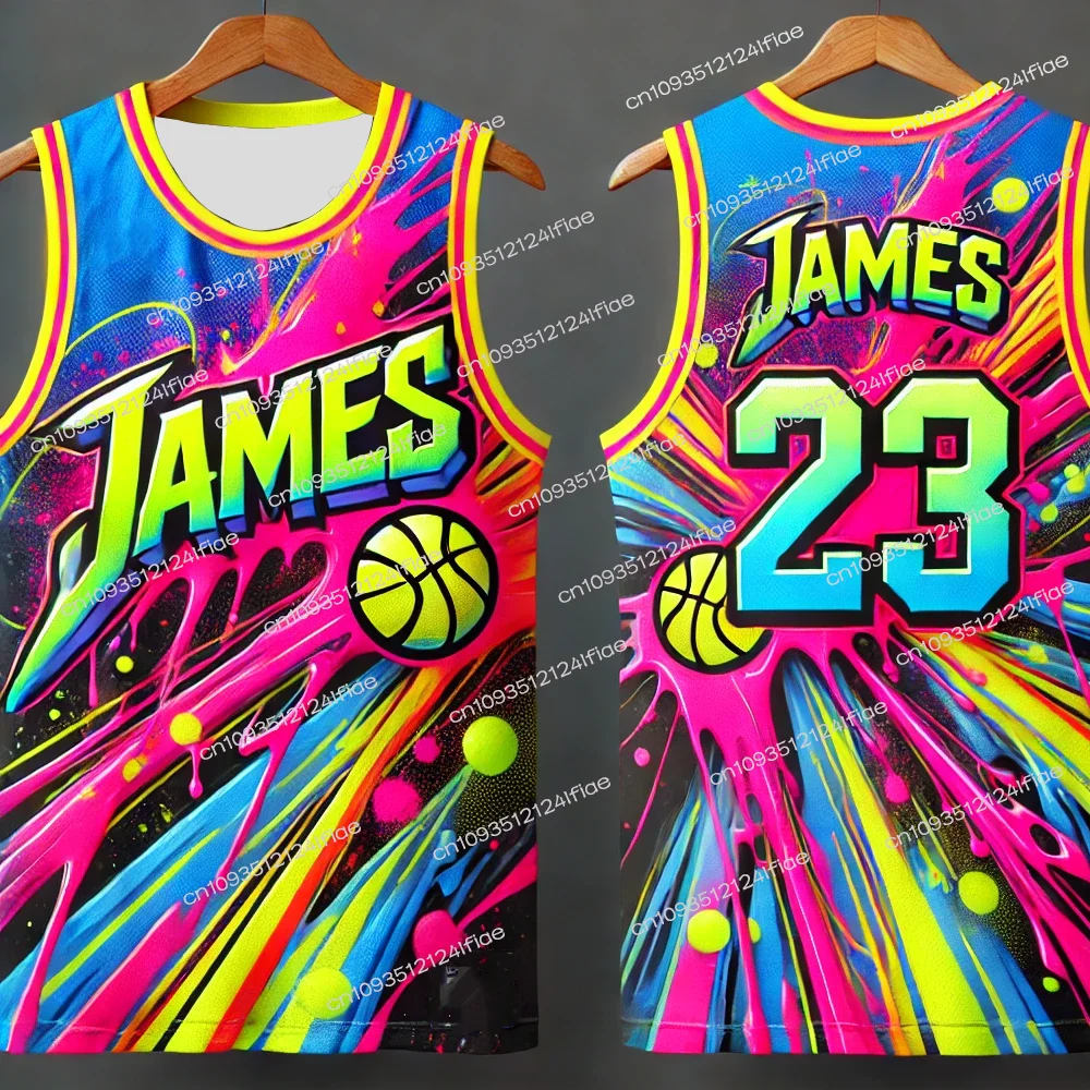 James Nr. 23 Special Edition Basketball-Trikot 2025, Graffiti-Straßen-Basketball-Weste, Sport-Trikot für Erwachsene, Fan-Special-Trikot-Set