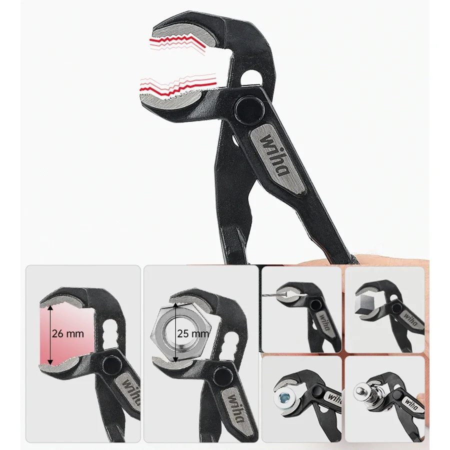 WIHA Multi-purpose 46672 water pump pliers 5 inch mini pliers single-handed precision pipe pliers 5 quick-adjustment positions
