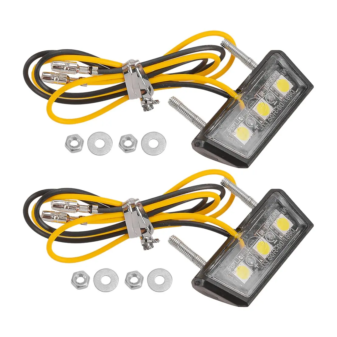 DWCX 2Pcs White 3LED Motorcycle Motorbikes License Plate Light Mini Rear Tail Number Tag Lamp