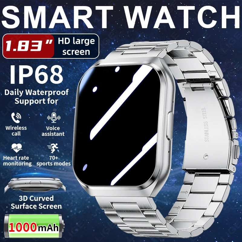 

LIGE Новые умные часы с аккумулятором 1000 мАч для мужчин и женщин, монитор здоровья, спортивный фитнес, Bluetooth-вызов, IP67, водонепроницаемые, 3D изогнутые умные часы