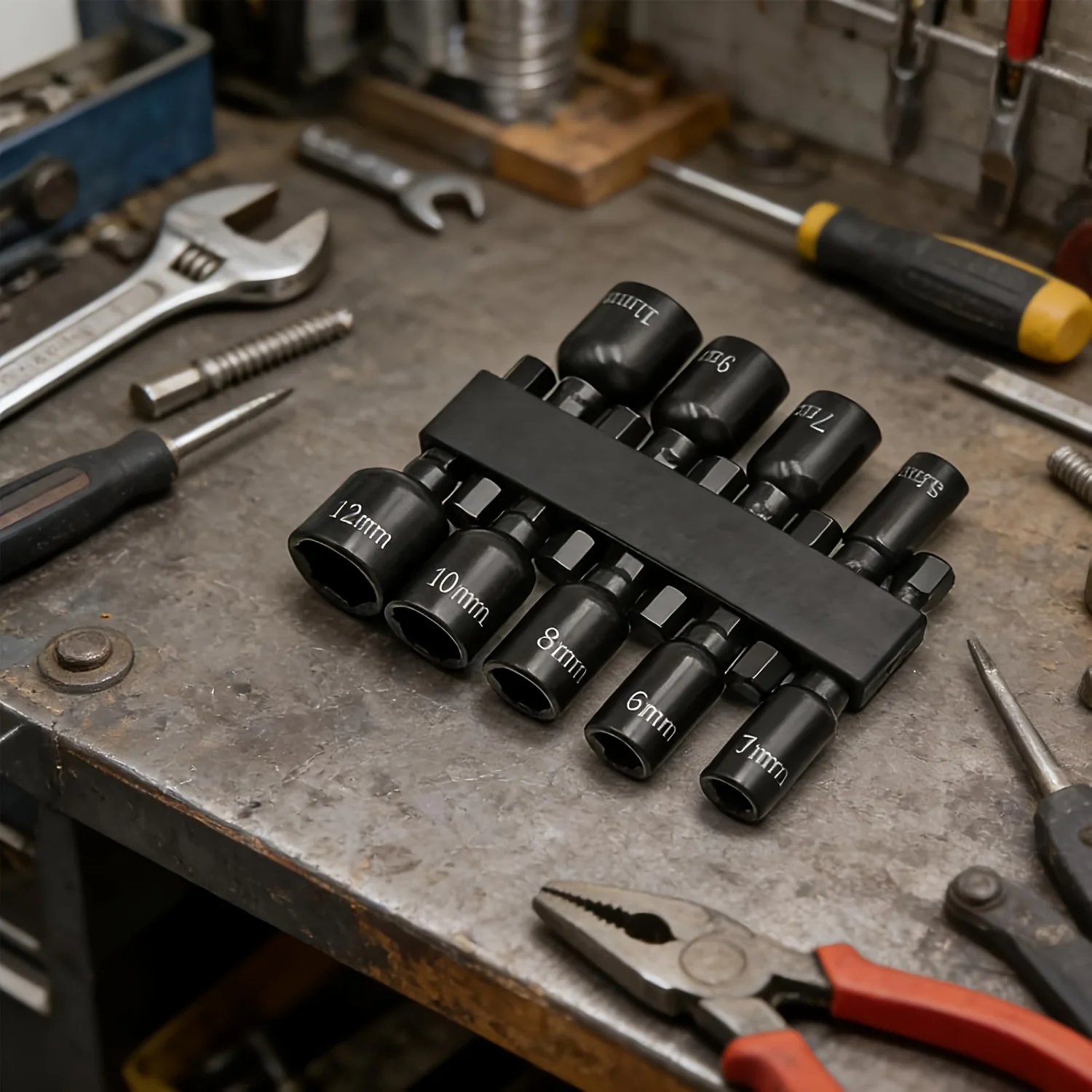 9Pcs Metric Nut Driver Bit Set, 1/4