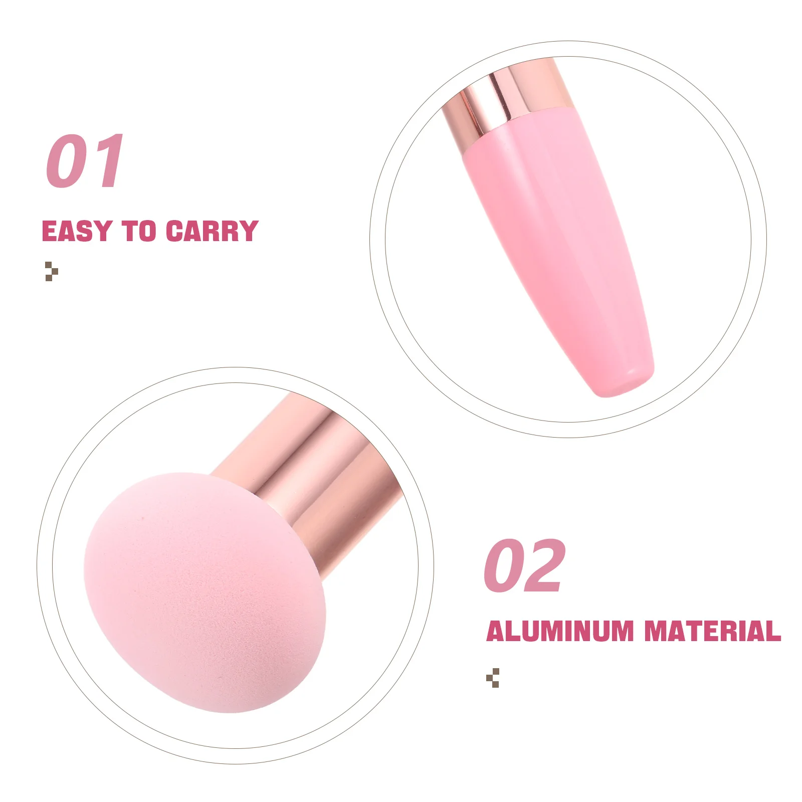 ฟองน้ำแต่งหน้ารูปเห็ด 3 ชิ้น ด้ามจับถนัดมือ ใช้ได้กับรองพื้น บลัชออน แป้ง