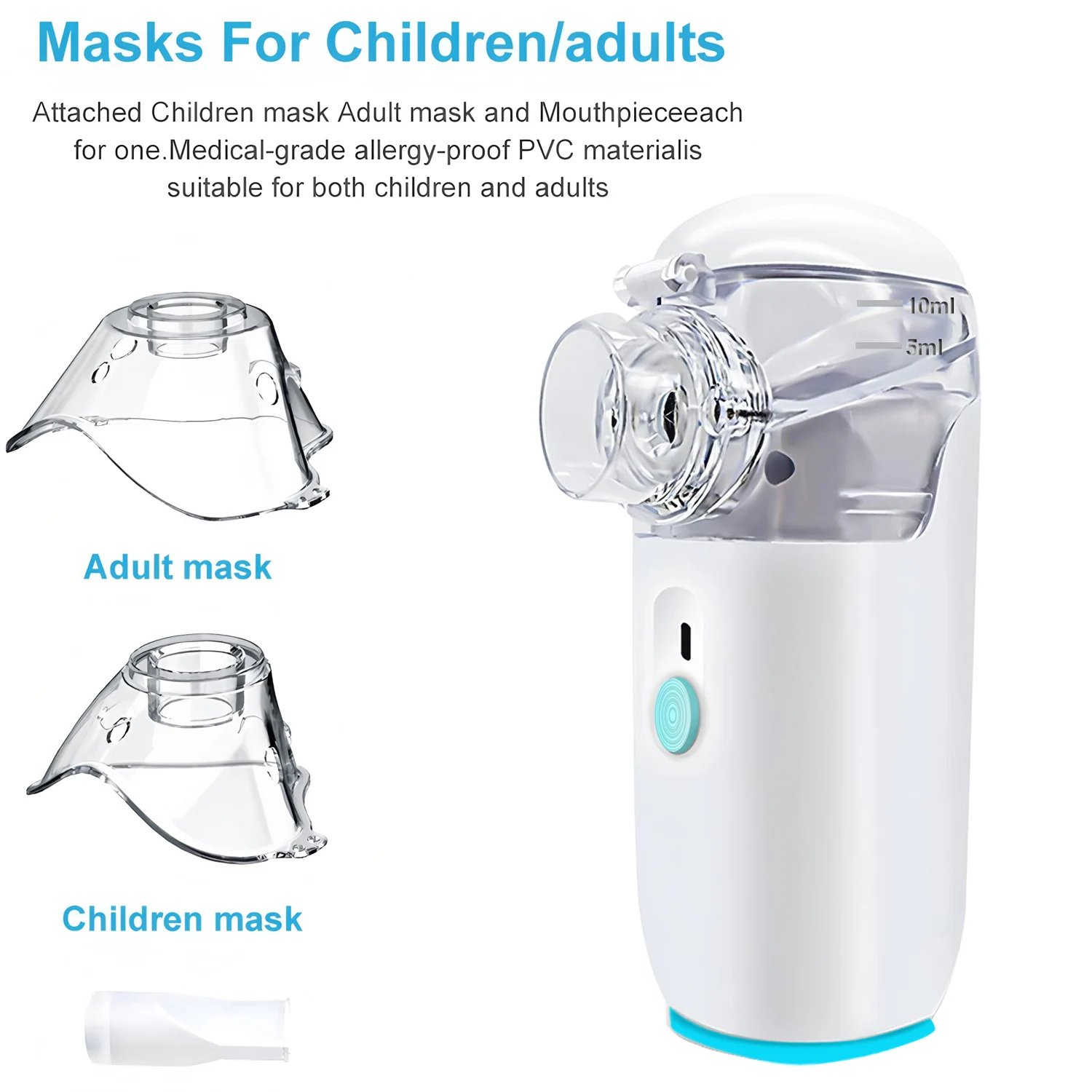 Nebulizador portátil de mano con autolimpieza, atomizador de malla silencioso, inhalador para niños, nebulizador portátil.
