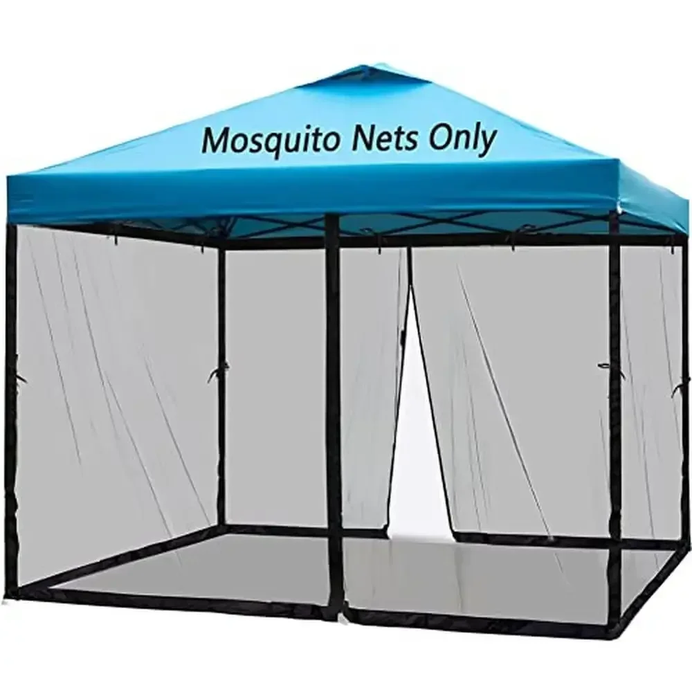 10x10 Mosquito Netting Patio Camping Gazebo Canopy Tent Double Door Screen Installation Black Only Mosquito Net Reusable Easy