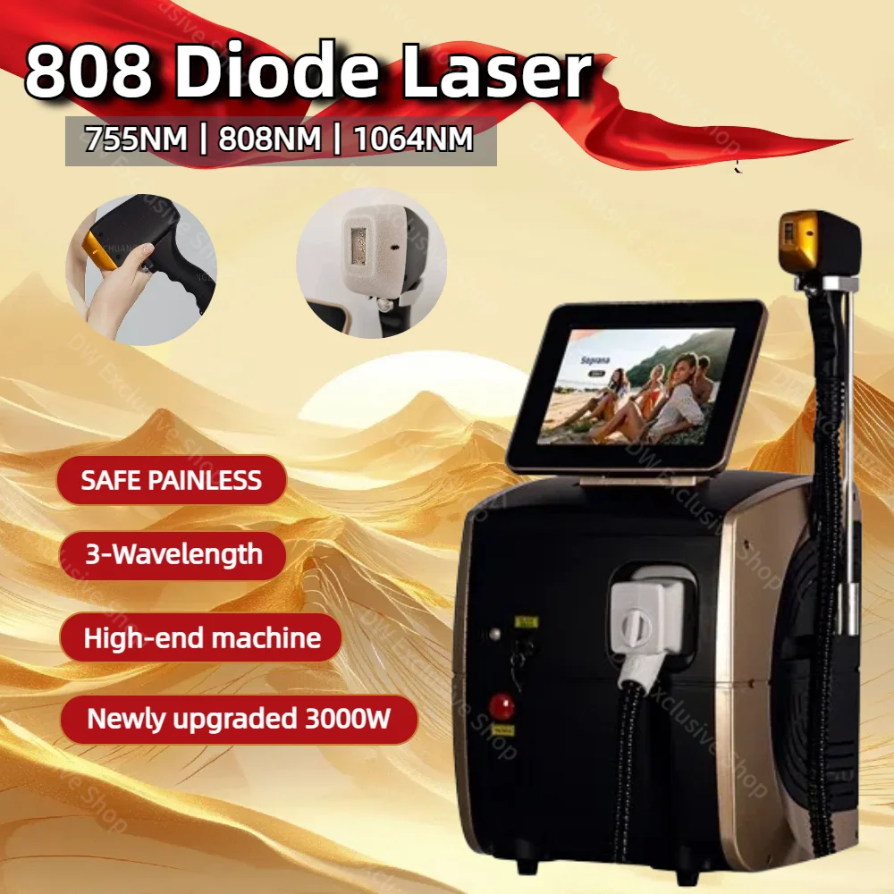 

2024 Portable Professional Diode Ice Titanium Laser Body Hair Removal Machine 808 755 Alexandrite Equipment 3-wave Permanent