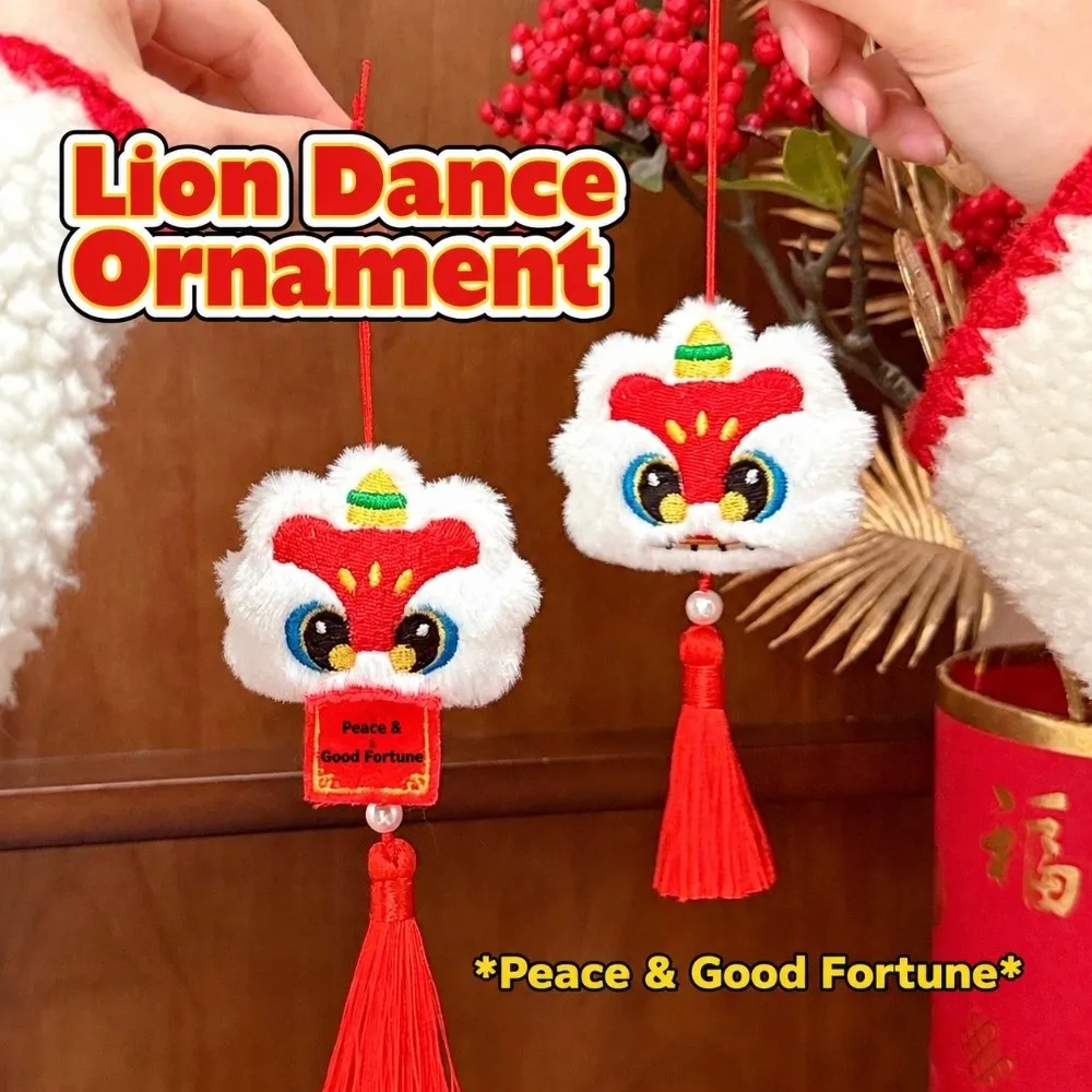 Chinese Style Lion Dance Tassels Pendant Year of The Goat Awakened Lion Lion Dance Keychain Cartoon Lucky Mascot Plush Doll
