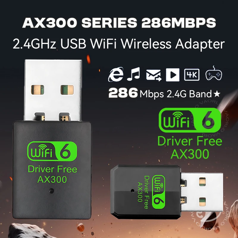 

WIFI 6 802.11AX USB Wi-Fi беспроводной адаптер AX300 сетевая карта 2,4G Wi-Fi мини-приемник для ПК/ноутбука Win7/10/11 Drive Free