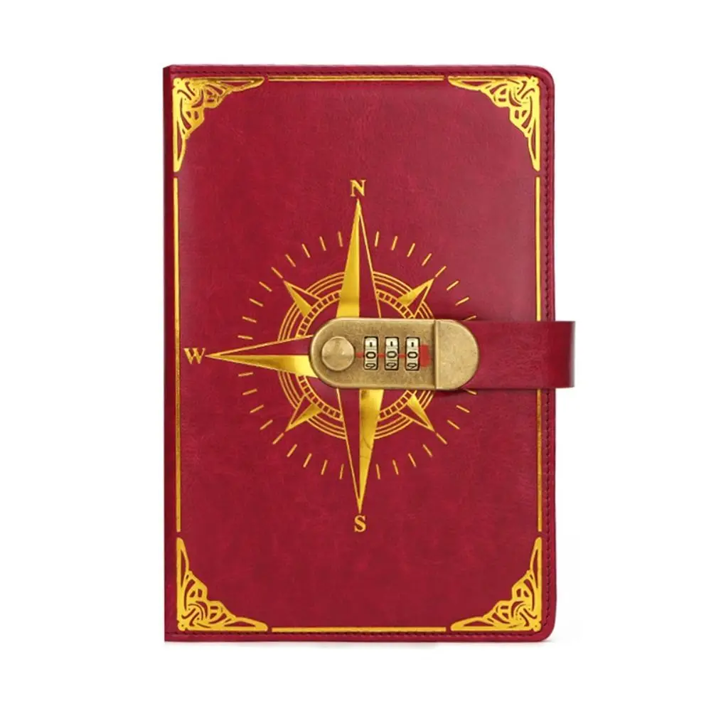 Creative A5 Retro Notebook Diary Thickened Password Lock Notebook Stationery Handbook Vintage Codebook Traveler