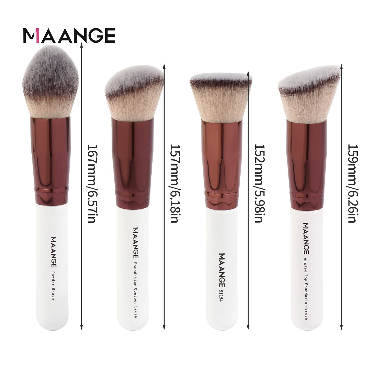 MAANGE 4Pcs Makeup Brushes with Case Foundation Concealer Powder Makeup Brush Soft Fluffy Bristles Big Cosmetic Brushes Set