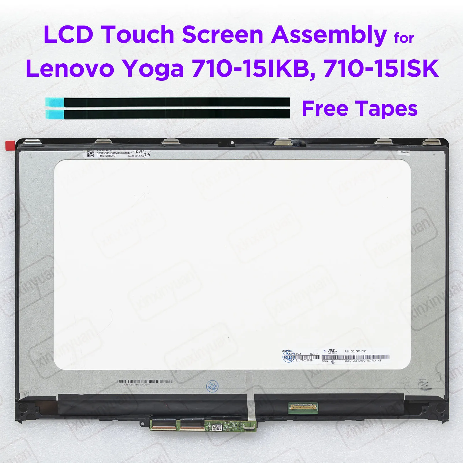 

15.6 Inch LCD Touch Screen Digitizer Assembly For Lenovo Yoga 710-15IKB 710-15ISK 80U0 80V5 FHD1920x1080 5D10M14145 5D10L47462