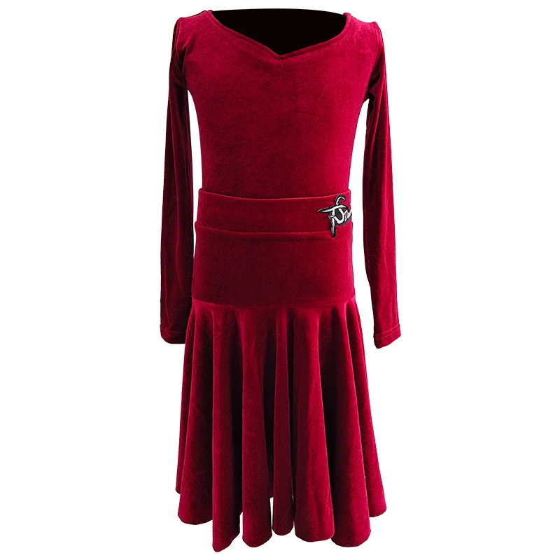 Abito da competizione per regole di danza latina, abito da spettacolo per ragazze, abito da ballo latino a maniche lunghe autunno e inverno, set per bambini