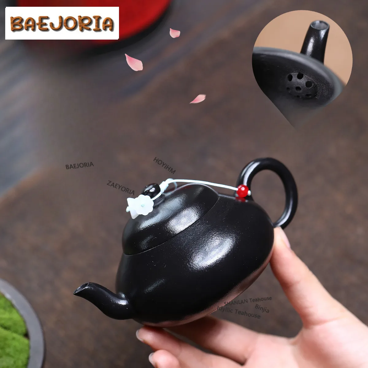 BAEJORIA 160ml Exquisite Yixing Purple Clay Teapots Handmade Black Pyriform Pot Raw Ore Zhu Mud Kettle Zisha Tea Set Cafes Gifts