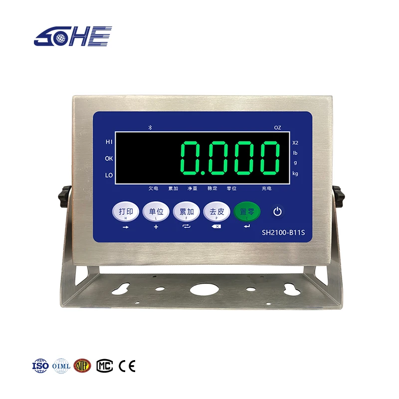 SH2100-B11S Stainless Steel LED Optional Bluetooth, RS232 Serial Port Industrial Weight Scale Indicator