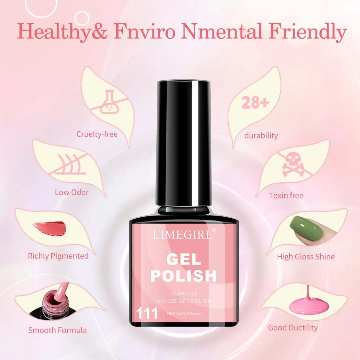 LIMEGIRL 12pcs Gel Nail Polish Kit Glitter Red Semi-Permanent Polished Gel Varn Nail Polish Soak Art UV Gel Varn Set