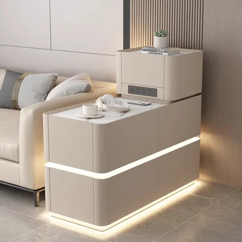 

light luxury sofa side table, living room multi-functional side cabinet small coffee table, side open drawer storage cabinet