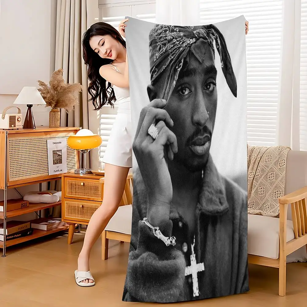 مغني الراب T-Tupac S-Shakur كبير ستوكات مناشف الشاطئ منشفة سريعة الجافة الرمال مناشف الشاطئ منشفة حمام السباحة للسفر حمام سباحة اليوغا