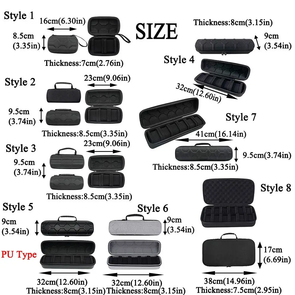 Portable EVA Watch Storage Bag Black 2/3/5/6/12 Slot Watch Collection Box Durable with Handle Watch Organizer Holder