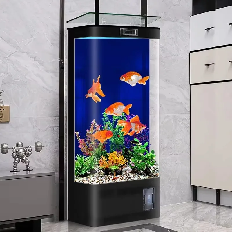 2026 New Smart Hot Bending Integrated Machine Forming Glass Fish Tank Living Room Vertical Large Aquarium