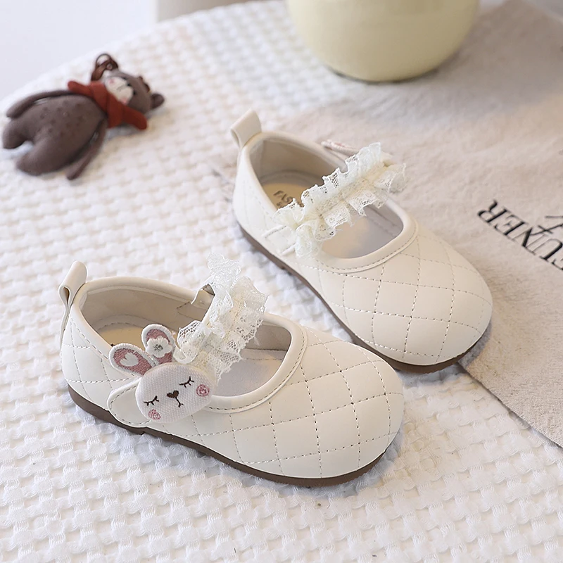 

Spring New Children's Shoes Children's Casual Shoes Soft and Comfortable Lace-Trimmed Small Leather Shoes Suitable for Girls