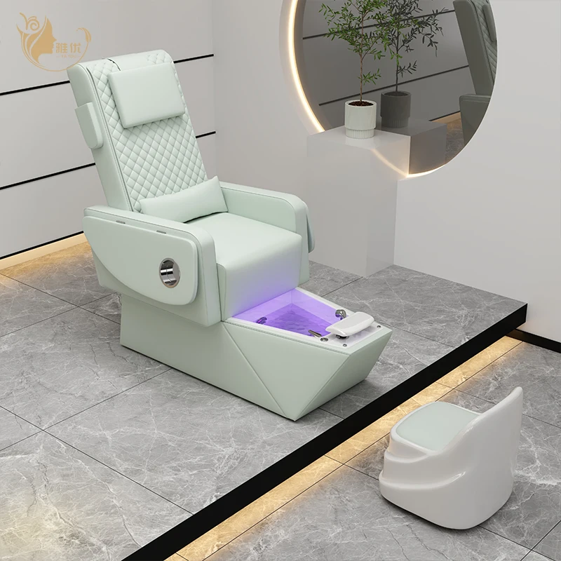 

Spa Massage Pedicure Chair With Colorful Light And Foot Bath For Nail Salon