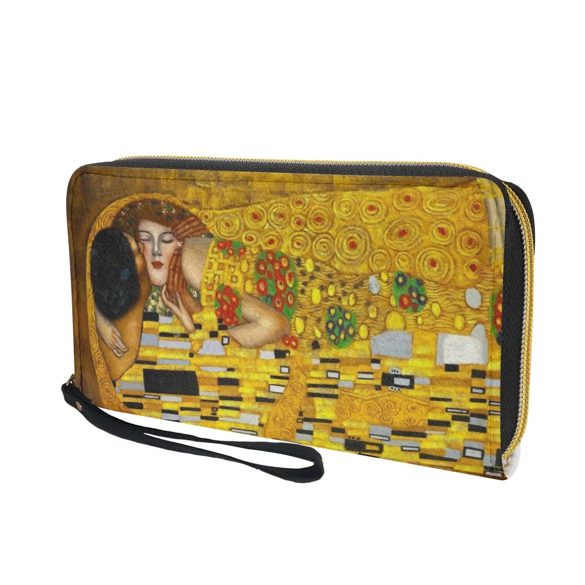 Carteras de diseñador de pintura al óleo Kiss/Waterlily para mujer, Gustav Klimt/Monet, monedero informal de cuero PU para niñas adolescentes, portátil