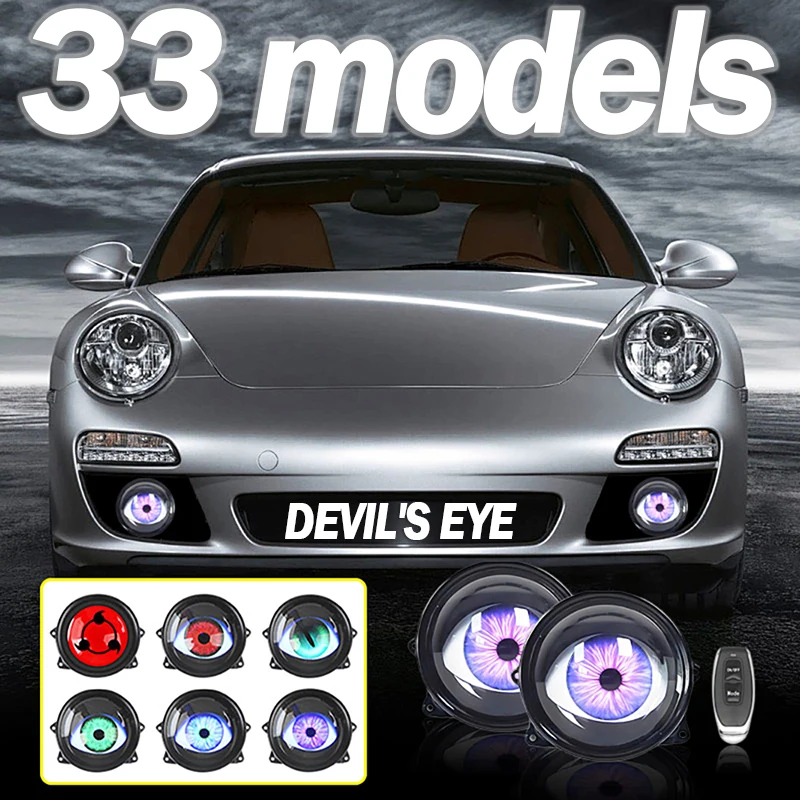 

3 Inch Car Devil Eyes Lens Lights 12-36V Demon Red Eye Dynamic Headlight Assembly With Remote Control Auto Retrofit Accessorie