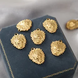 5pcs Stainless Steel Gold Plated 20*26mm Charm Lion Head Shape Pendants for Men DIY Jewelry Exquisite Fashion Punk Findings Gift