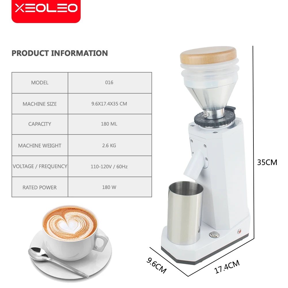 XEOLEO Coffee grinder 40mm Titaninum Conical burr grinder blow hopper 150W Coffee bean grind machine Coffee miller 20 steps