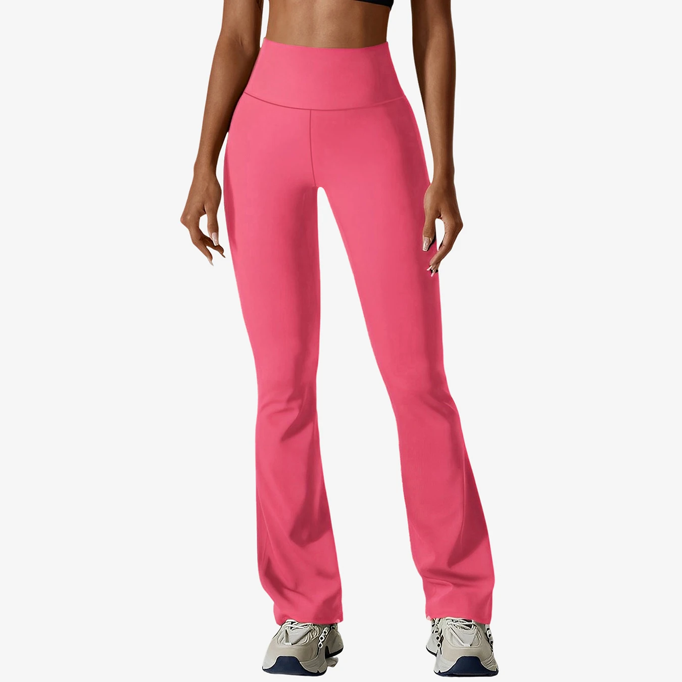 Women Yoga Naked Pants Hip Lifting Dance Flared Pants High Waist Sweatpants Gym Fitness Bell-bottom Trousers Running Sports Pant