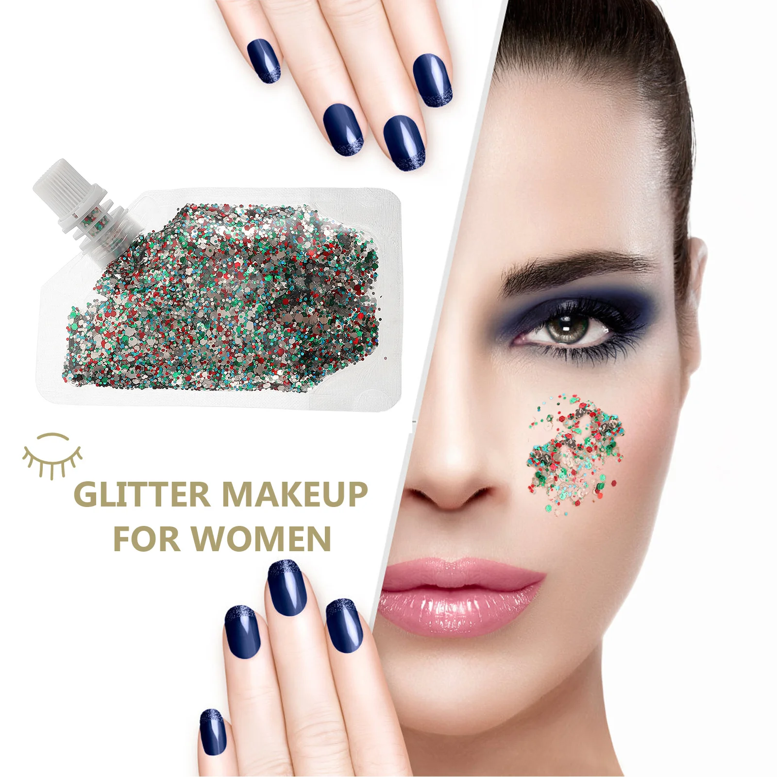 女性用グリッターメイクアップ、カラフルな顔・体・髪用グリッタージェル、マーメイドフェスティバルパーティー用キラキラバーム、輝くグリッター