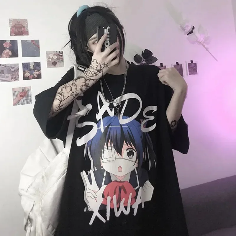 Anime Harajuku Women T-shirt New Korean Short-Sleeved T-Shirt Version Loose Fashion Woman Blouses 2022 Summer Y2k Clothes Tops