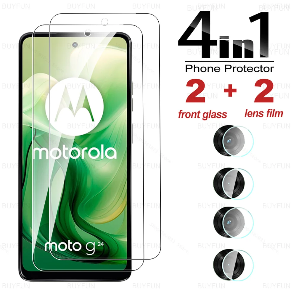 4in1 Screen Protector For Motorola Moto G24 Tempered Glass Case MotoG24 Power G04 G04s G14 G34 G54 G64 G84 5G Camera Film Cover