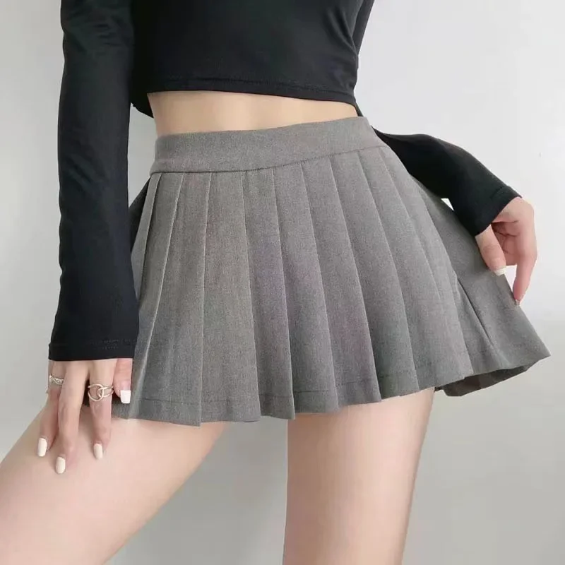 Míni saia plissada de cintura alta feminina, saias de torcida preppy coreanas, moda feminina streetwear, branca, com todos os fósforos, sexy, Y2K