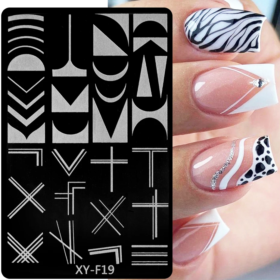Star Nail Art Templates Stamping Plate French Line Green Leaves Geometry Nail Stamp Templates Butterfly Floral Printing Stencils