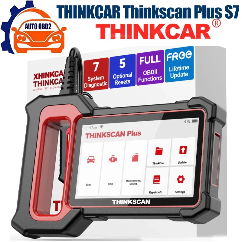 THINKCAR Thinkscan Plus S7 OBD2 Scanner 7 System Diagnostic ABS SAS ECM TCM BCM IC AC DPF A/F Reset Automotive Diagnostic Tool