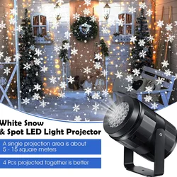 LED USB Snowflake Projector Holiday Lights Christmas Projection Outdoor Lamp Snow Spotlight for New Year Party