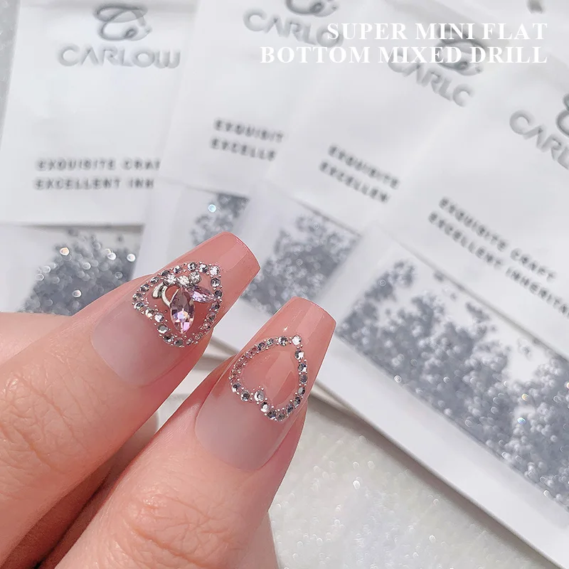 KANIU 1440PCS Mini Clear Round Flat Back Rhinestone AB Crystal Clear Manicure Glass Nail Art Supplies Wholesale Diameter 1-1.4MM
